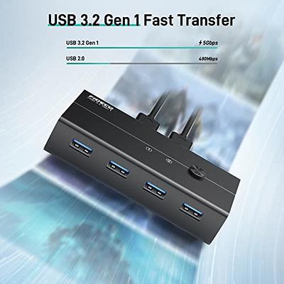 USB Switch, USB 3.0 Switch, Aluminum KM Switch 2 Computers Sharing 4 USB  Devices KM Switches 5V USB-C Powered for PC Printer Scanner Mouse Keyboard