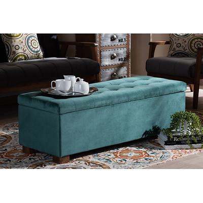 Baxton Studio Hannah Modern Teal Blue Velvet Fabric Button Tufted