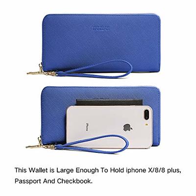 WOZEAH Women s RFID Blocking PU Leather Zip Around Wallet Clutch