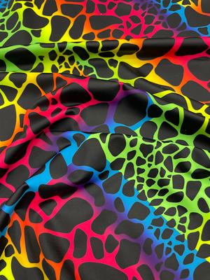 Cheetah Rainbow Print on 4 Way Stretch Polyester Spandex Fabric by