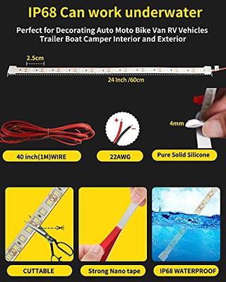 YM E-Bright Car Led Strip Lights Cuttable Underbody Ambient Led Lighting  for Motorcycle Trucks Van Boat Night Fishing Interior Exterior Waterproof  IP68 24inch 60CM 72SMD 12v,Yellow/Amber(Pack Of 4) - Yahoo Shopping