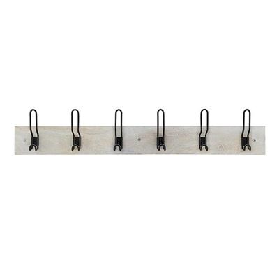 35 in. Solid Wood Hook Rack with 6 Matte Black Hooks - Yahoo Shopping