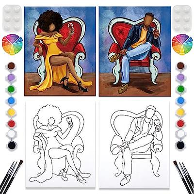 VOCHIC Paint and Sip Kit Pre Drawn for Painting for Adults Stretched  Canvases Painting Paint Party Kits Couples Games Date Night Ideas (2 Pack)