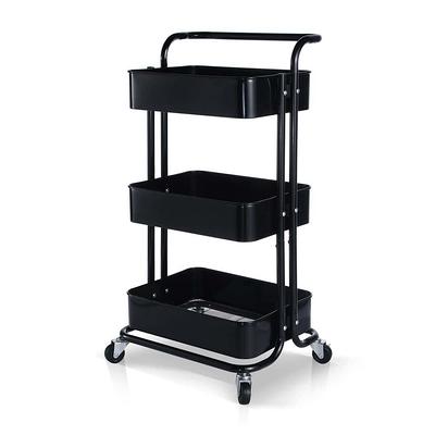 FUNKOL 5-Tier Black Metal Kitchen Shelf Foldable Storage Rack with