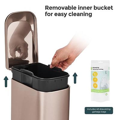 1.6 gal. Champagne Gold Metal Household Trash Can with Removable Inner Bucket