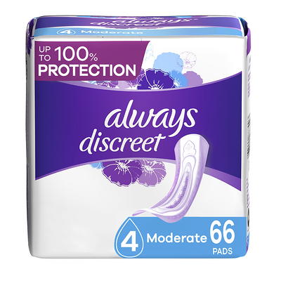 Poise Incontinence Pads for Women, 4 Drop, Moderate Absorbency, Regular,  66Ct 