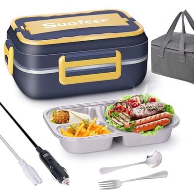 Heated Lunch Boxes For Adults, 60w Electric Lunch Box Food Heater 3 In 1  For Work Home Truck And Car Leak Proof, 1.5l Removable Stainless Steel  Contai