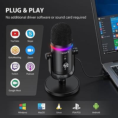 FIFINE USB Microphone for Recording and Streaming on PC and Mac,Headphone  Output and Touch-Mute Button,Mic with 3 RGB Modes -A8