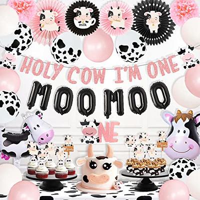 Holy Cow I'M One Birthday Decorations for Girl, Homond Pink Cow