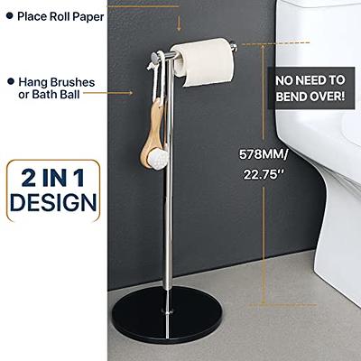 Floor Standing Toilet Paper Holder Black Toilet Roll Holder for Bathroom  304 Stainless Steel Pole 12MM