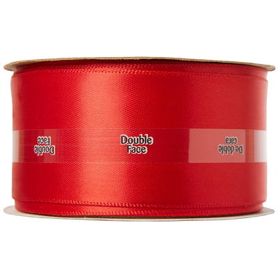 Offray 1/8 inch Double Faced Satin Ribbon-Red