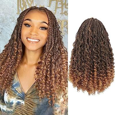 12inch Goddess Box Braids Crochet Hair Bob Goddess Box Braids Curly Ends Crochet  Box Braids Pre-looped Synthetic Crochet Hair Extensions 16strands/pack  (12inch(…