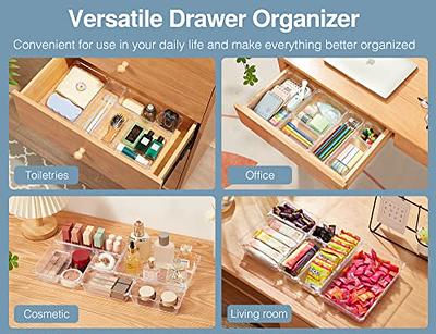 25 PCS Clear Plastic Drawer Organizers Set, Vtopmart 4-Size Versatile