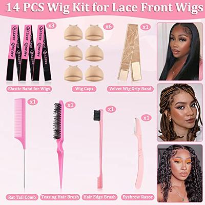 Qinzave 14 PCS Wig Kit for Lace Front Wig, Elastic Band for Wig