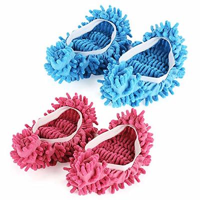 Ellsang Washable Mop Slippers, 2 Pairs Microfiber Mop Shoes, Mopping  Slippers for Floor Cleaning (Pink+Blue) - Yahoo Shopping