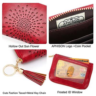  imeetu Leather Coin Purse Wallet, Mini Dual Keyrings