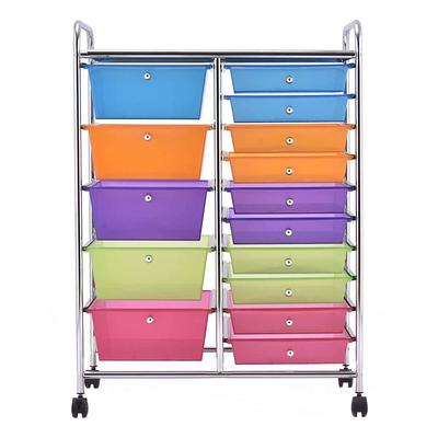 15-Drawer Utility Multicolor Rolling Storage Cart