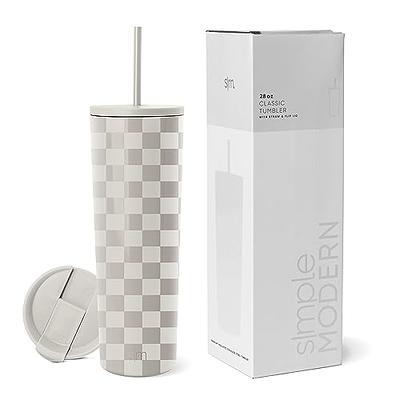 Simple Modern 24oz Classic Tumbler with Straw and Flip Lid - Insulated Stainless Steel Cup, Carrara Marble