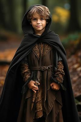 Black Cape Hooded Cloak Wizard Robes Renaissance Medieval