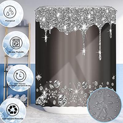 Rhinestone Shower Curtain Hooks, Decorative Round Shower Curtain