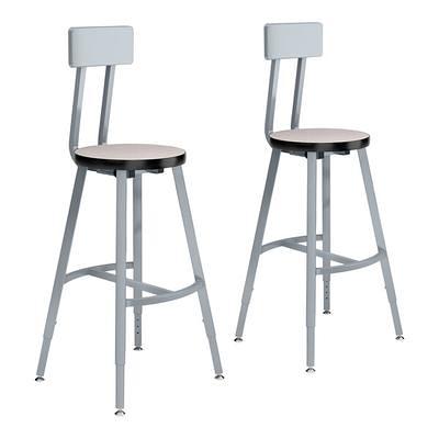 HOMEFUN 31.5 in. Gray Velvet Seat Low Back Metal Frame Adjustable Cushioned Height Bar Stool with Foot Rest