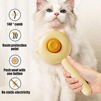 Magic Pet Comb, Pet Hair Cleaner Brush, Cat Grooming Brush with Release  Button, Cat Brush for Shedding Long or Short Hair Cats Dogs Pet Massage  Brushes, Self Cleaning Slicker Comb (Green) 