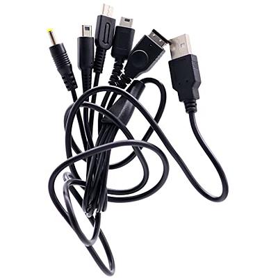 5 in 1 USB Charger Cable for Nintendo DS Lite/Wii U/New 3DS (XL/LL), 3DS  (XL/LL), 2DS, DSi (XL/LL),NDS/Gameboy Advance SP, PSP 1000 2000 3000,  Multi-Functional USB Charging Cord with Cable Tie 