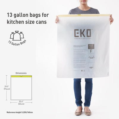 EKO 8 Gallon Extra Strong Drawstring Trash Bags, 80 Pack, White 