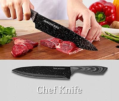 Knife Set, 16 Pcs Kitchen Knife Set, Sharp Stainless Steel Chef Knife Set  with Acrylic Stand, Nonstick Knife Sets for Kitchen with Block - 6 Serrated