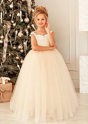  PLwedding Flower Girls Lace Tulle Ball Gowns First