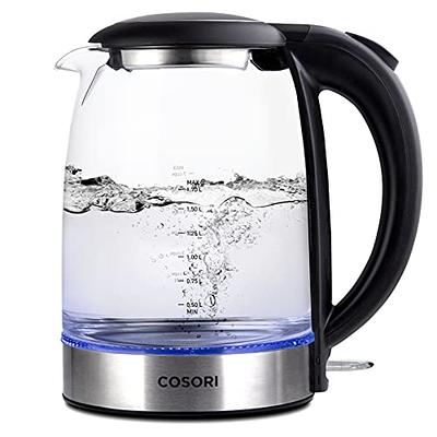 NESSGRAIM Retro Electric Kettle, 1.7L Stainless Steel Tea Kettle with Large  Temperature Gauge, 1500W Fast Heating Hot Water Boiler with LED Indicator