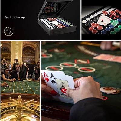 Poker Set Display Case, with Optional Poker Chips Set, Poker Chip