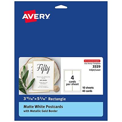 Avery Printable Postcards with Sure Feed Technology, 4 x 6, White, 100 Blank  Postcards for Laser Printers (5389) 