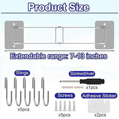 Rv Accessories for Inside, RV Shower Corner Storage Bar with 5PCS Hooks,  Adjustable Tension Rods 7-13 inches, Camper/Travel Trailer Accessories