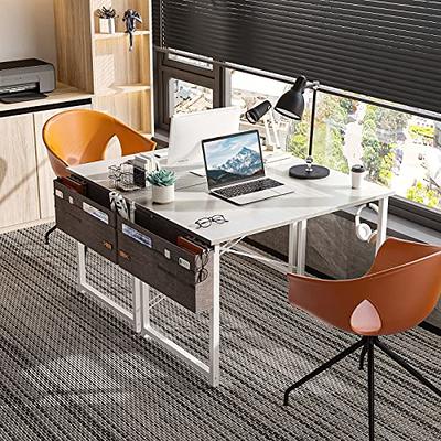 ODK Computer Desk with Drawers and Storage Shelves, 48 inch Home Office  Desk with Monitor Stand, Modern Work Study Writing Table Desk for Small