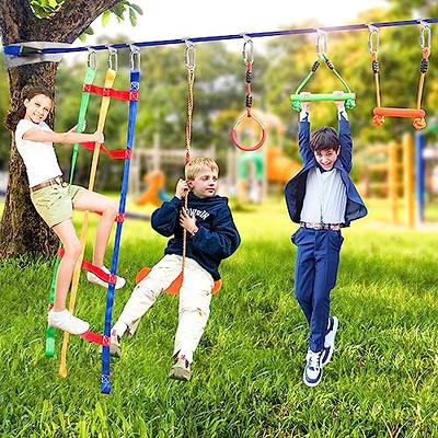 Ninja Warrior Obstacle Course for Kids-Ninja Slackline 52ft with