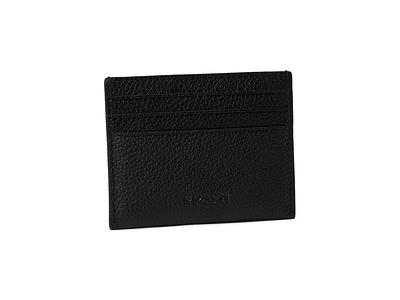 Coach Pebble Leather Flat Card Case - Black