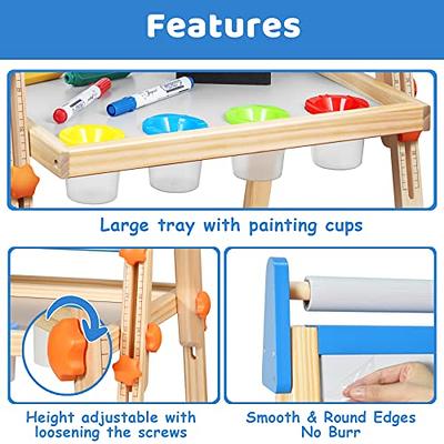 Joyooss Easel for Kids, Wooden Whiteboard & Chalkboard Easel, Foldable