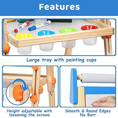 Joyooss Easel for Kids with Paper Roll, Double-Sided Magnetic Chalkboa