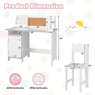 Utex Kids Study Desk with Storage, Wooden Children School Study Table, Student's Study Computer Workstation Writing Table, White