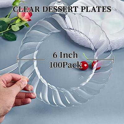 100 Pack 6.25 Inch Clear Plastic Disposable Plates