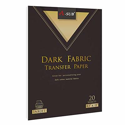 A-SUB Inkjet Printable Iron On Heat Transfer Paper for Dark Fabrics, 20  Sheets 8.5x11 Inch, Make Custom T Shirts, Totes, Bags - Yahoo Shopping