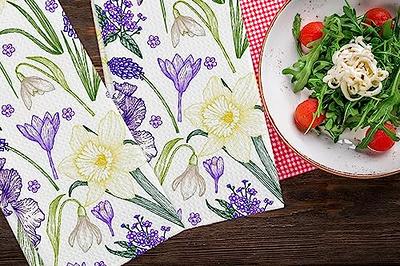 GEEORY Spring Daisy Leaves Kitchen Dish Towels 18x26 Inch Ultra Absorb