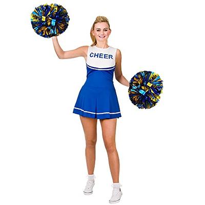 2 Pcs Pom Poms Cheerleading with Baton Handle, 13'' Blue Metallic Foil  Plastic Cheerleader Pom Poms for Sports Team Spirit Party Dance, Cheer Pom  Poms