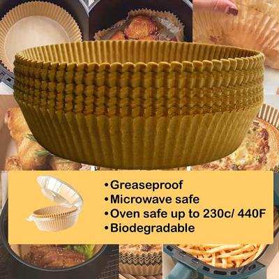 Air Fryer Disposable Paper Liner Parchment Sheets Round, Grease and Water Proof Non Stick Basket Liners for Baking Cooking (200pcs), Brown