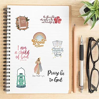 Inspired Christian Stickers 50pcs Bible Verse Stickers Jesus Faith Blossoms Stickers Waterproof for Water Bottles Skateboard Scrapbooking Teens