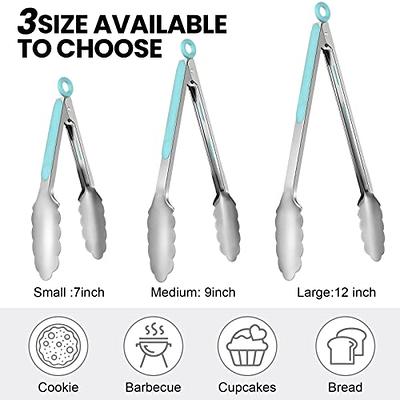 12 Pack Stainless Steel Kitchen Tongs 7/9/12 Inches Food Serving