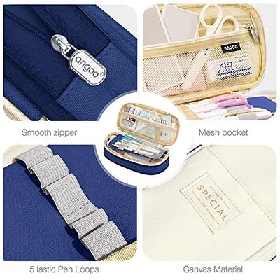 ANGOO NAVY Expandable Canvas Pen Case Pencil Case Expandable Case