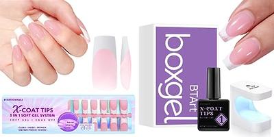 TOMICCA Matte Nail Extension Kit, 240Pcs Almond Gel Nail Tips, 8-in-1 Glue  Gel and Portable UV Nail Lamp All-in-One Acrylic Gel Nail Set, Easy Nail