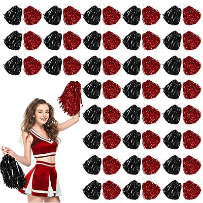 Metallic Cheerleader Cheerleading Pom Poms 6 inch 1 Pair 2 Pieces (Black)